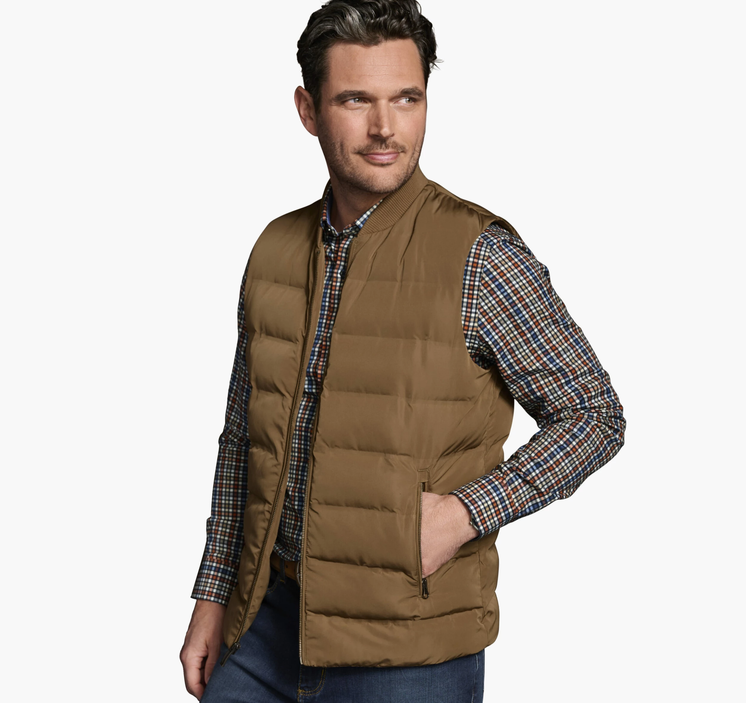 Channel Quilt Vest With Knit Collar - 04903198-XXL 3 Channel Quilt Vest With Knit Collar - 04903198-XXL