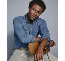 XC Flex® Stretch Indigo Long-Sleeve Shirt - 07405937-3XL 9 XC Flex® Stretch Indigo Long-Sleeve Shirt - 07405937-3XL -Johnston Murphy Shop 745937 master 3